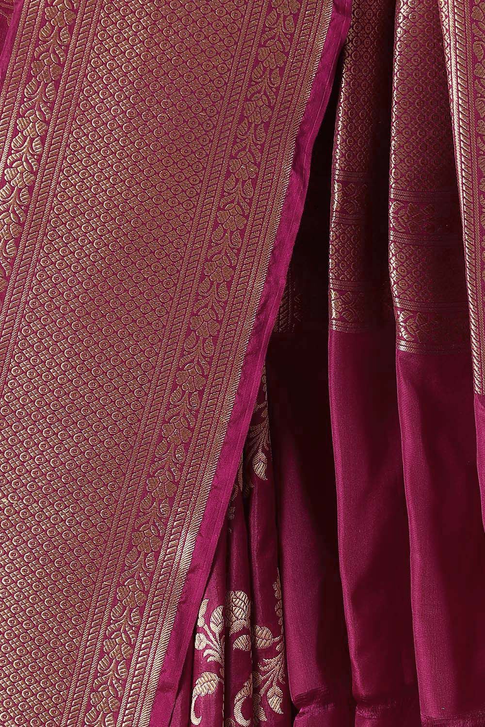 Dark Pink Pure Silk Banarasi Saree image number null