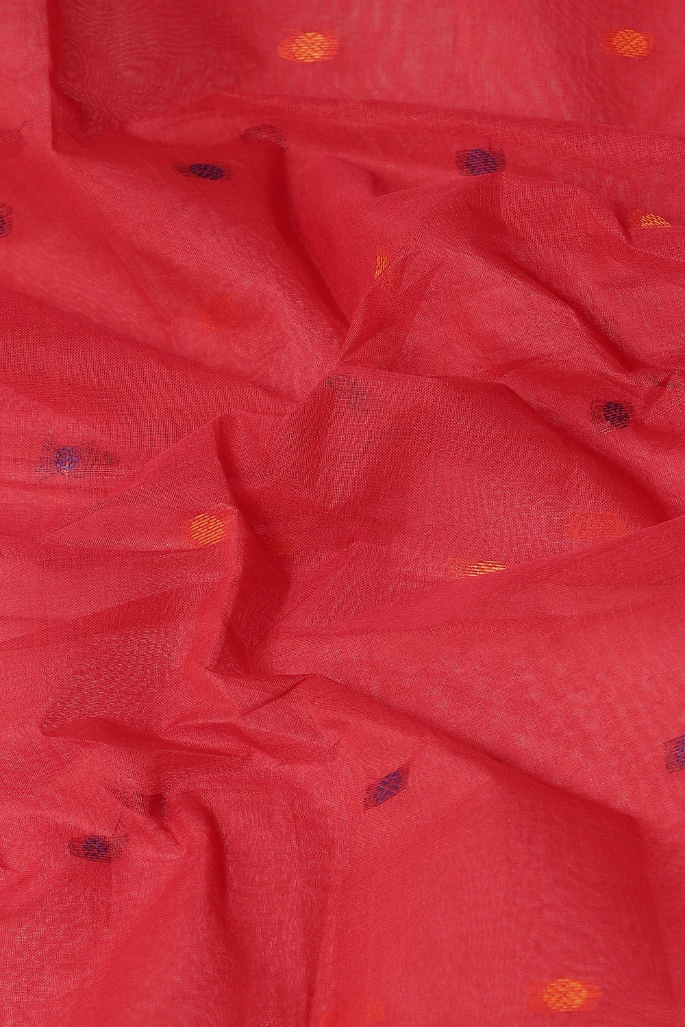 Dark Pure Red Cotton Bengal Saree image number null