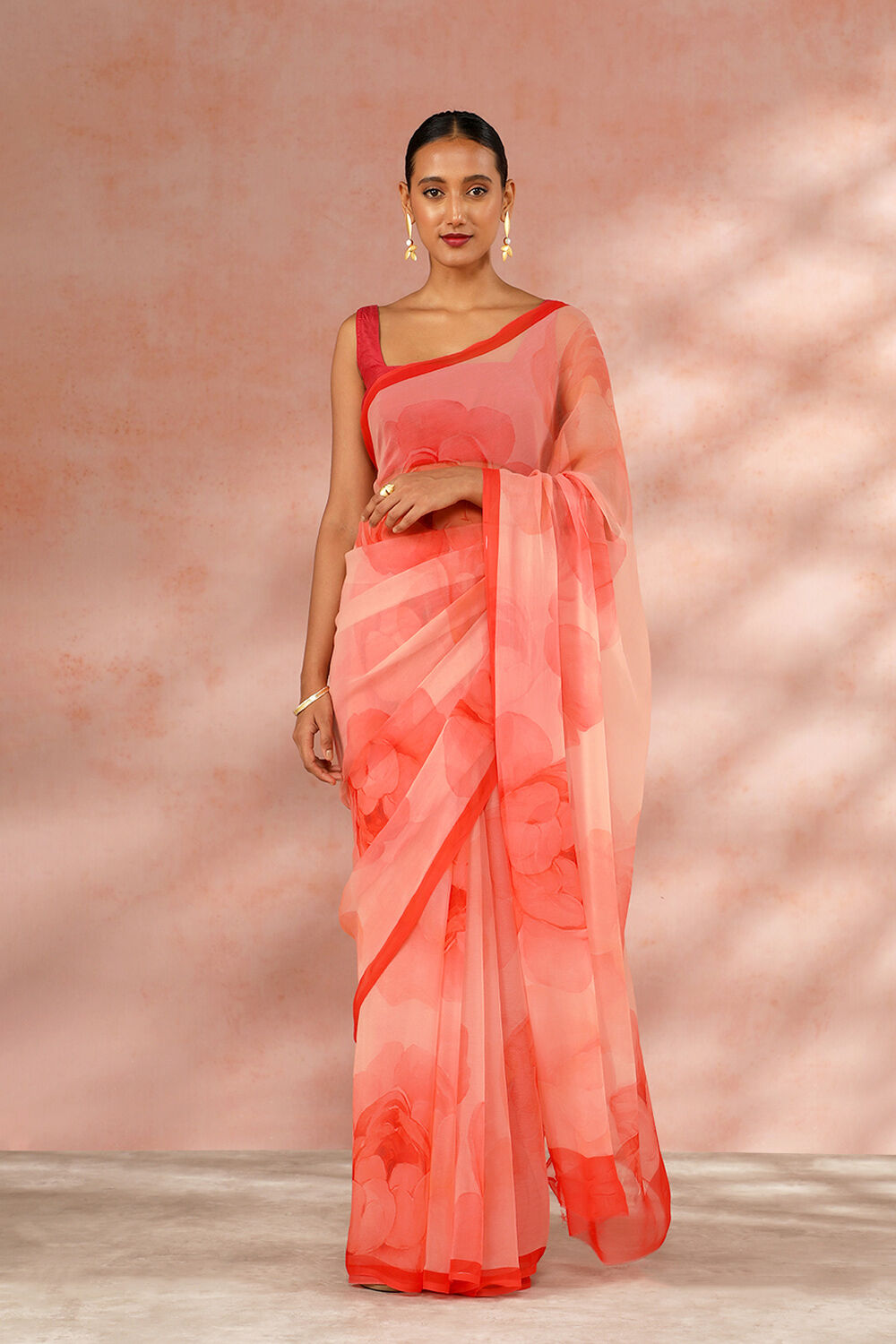 Orange Contemporary Viscose Chiffon Digital Printed Saree image number null
