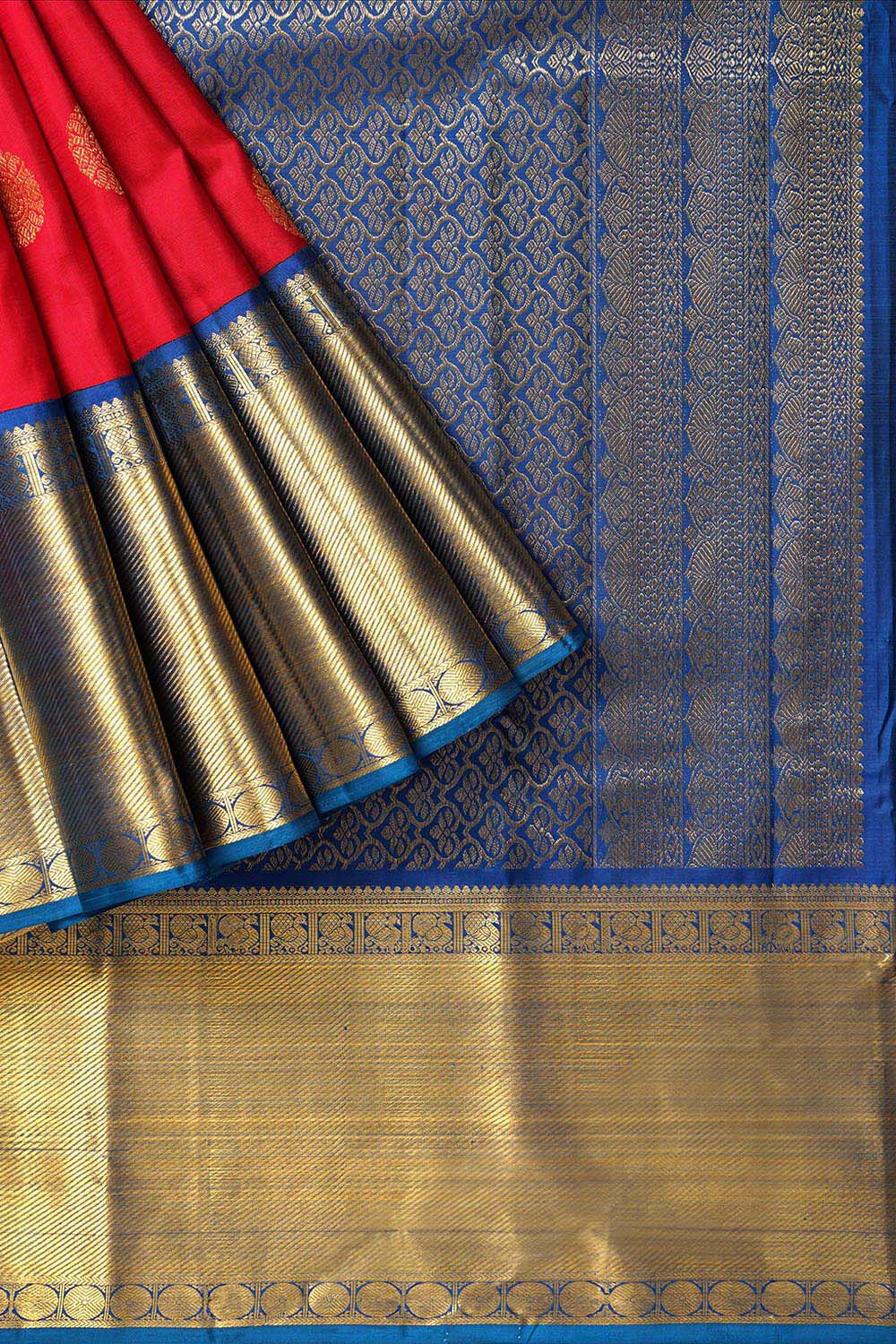 Red Pure Silk Woven Kanjivaram Saree image number null