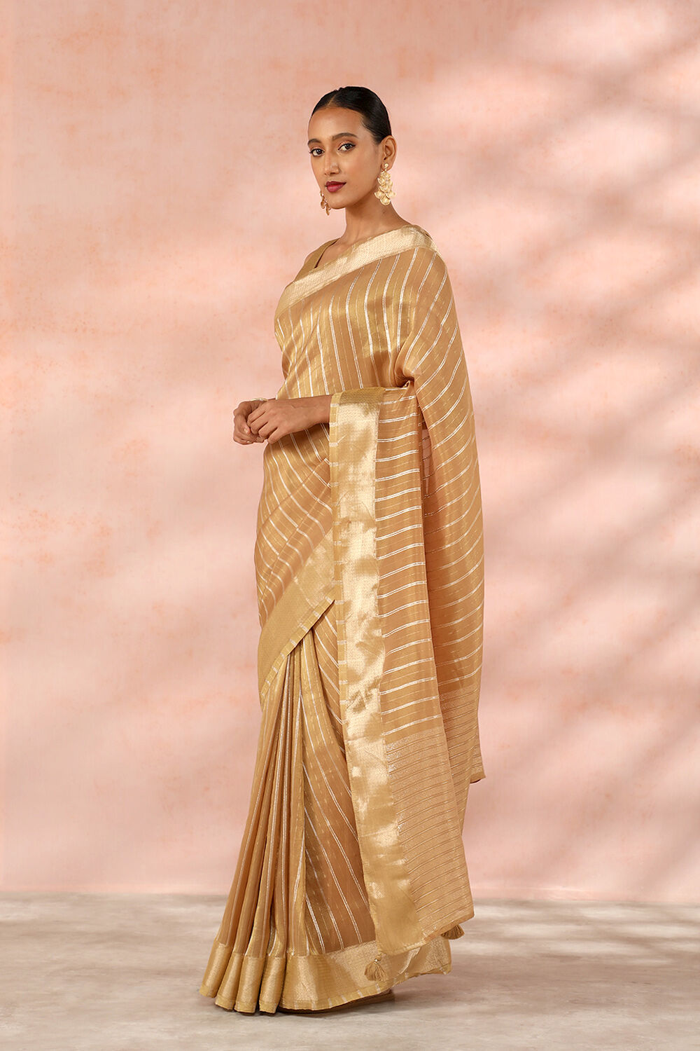 Brown Contemporary Viscose Tissue Woven Saree image number null