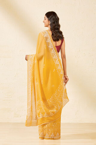 Yellow Tencel Embroidered Saree thumbnail image number null