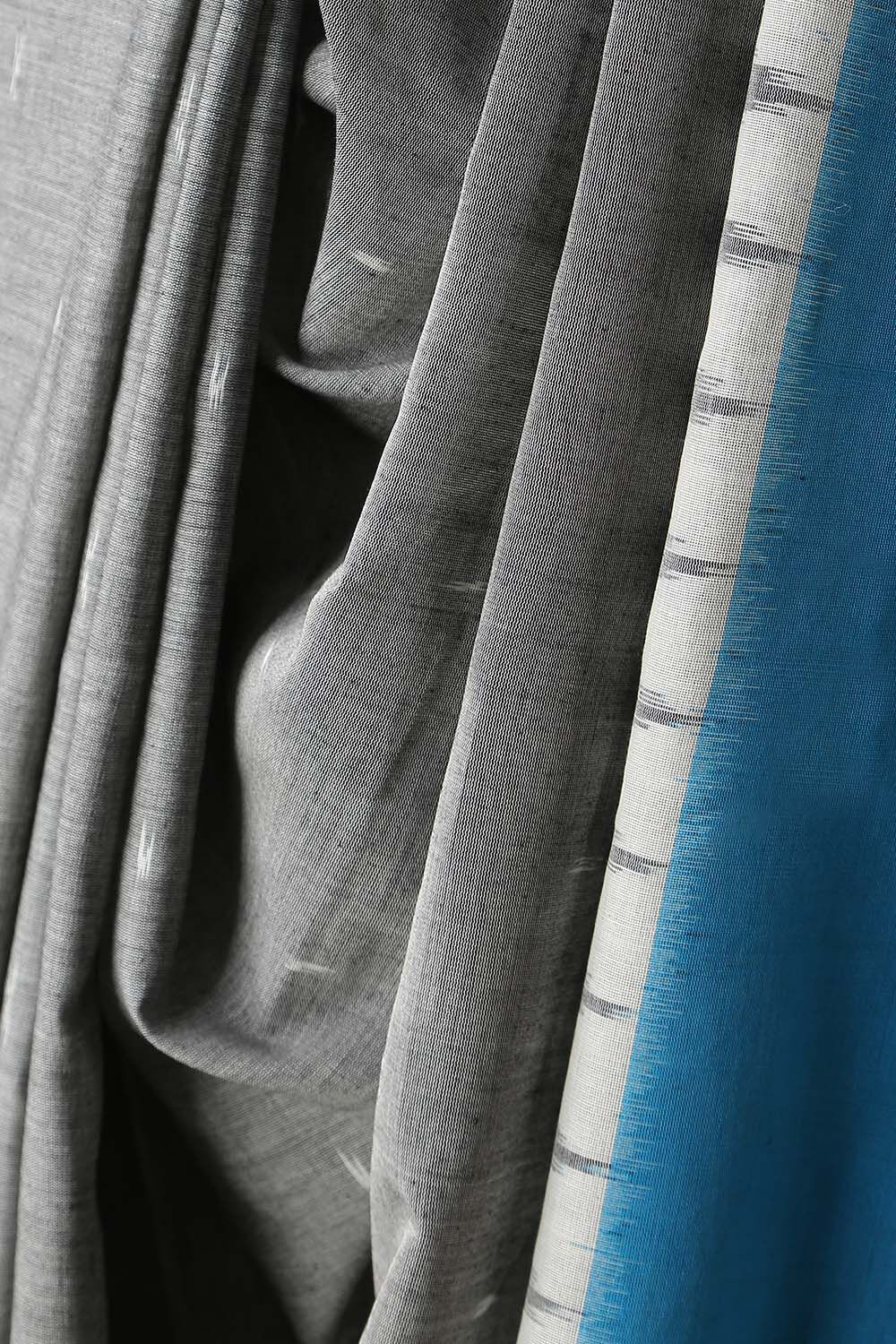 Grey Pure Cotton Pochampalli Ikat Saree image number null