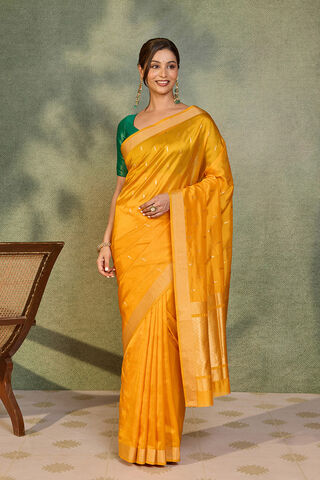 Light Yellow Silk Viscose Cutwork Banaras  Saree thumbnail image number null