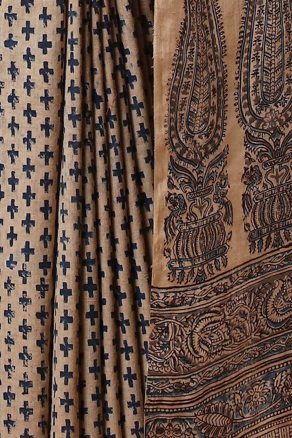 Beige Pure Khadi Cotton Printed Kalamkari Saree image number null