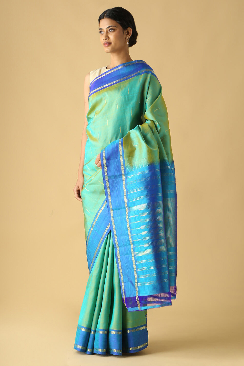 Light Green Pure Silk Kanjivaram Saree image number null