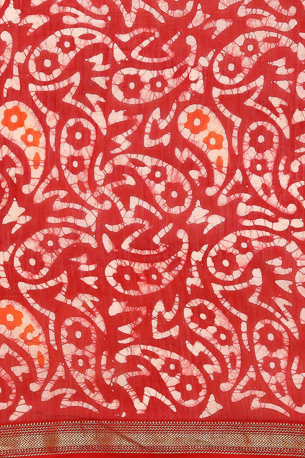 Orange Batik Pure Silk Cotton Saree image number null