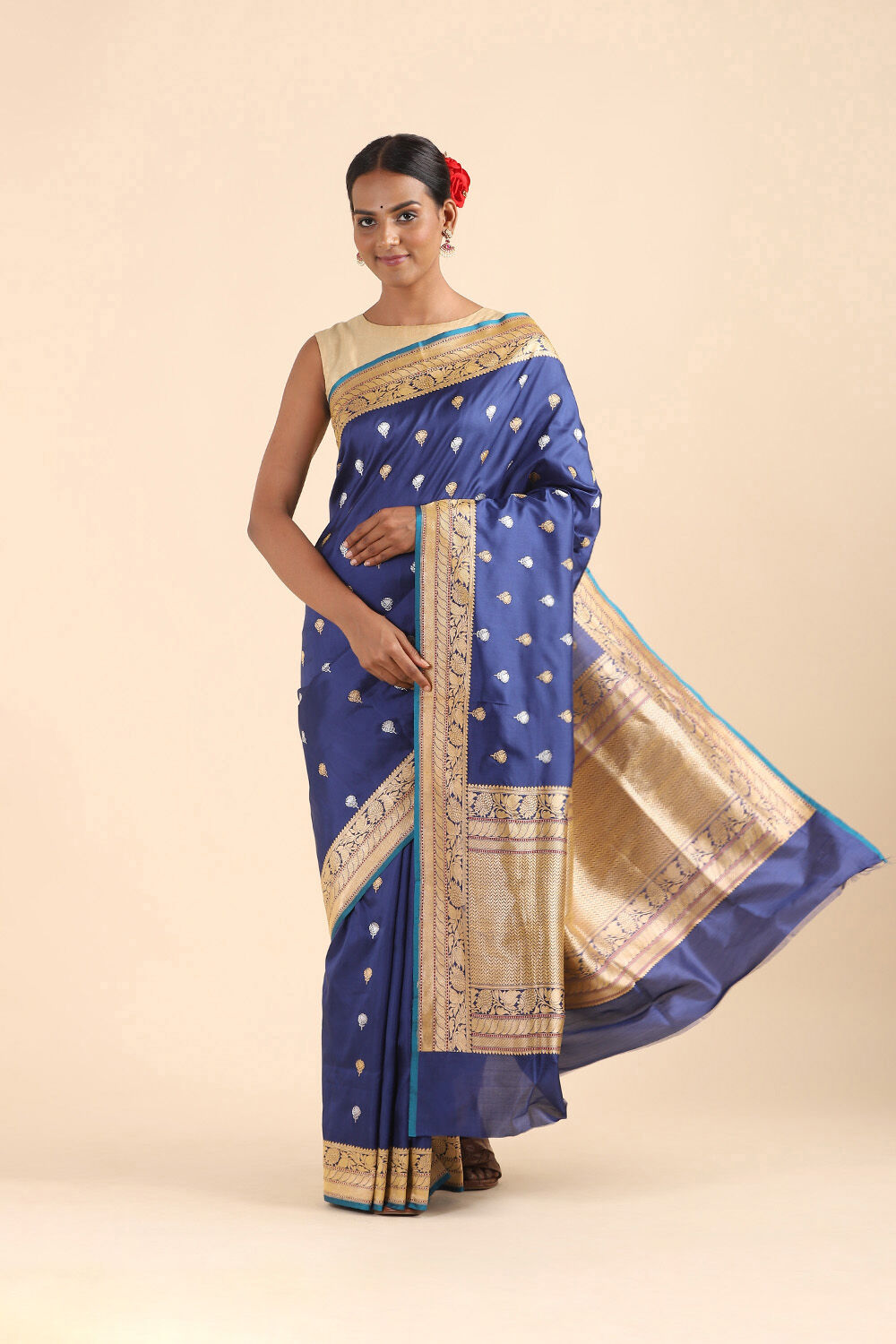 Blue Pure Silk Banarasi Saree image number null