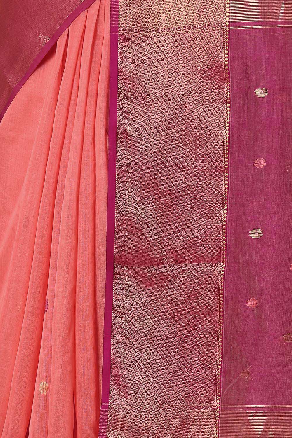 Light Orange Pure Silk Cotton Maheswari Saree image number null