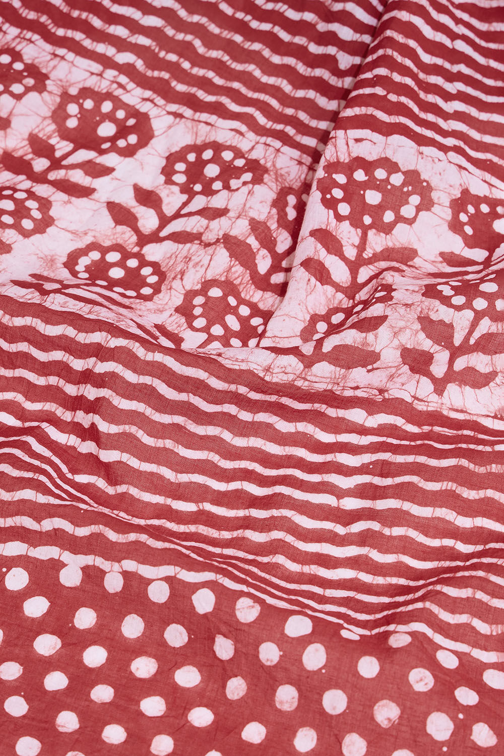 Red Ujjain Pure Cotton Batik Saree image number null