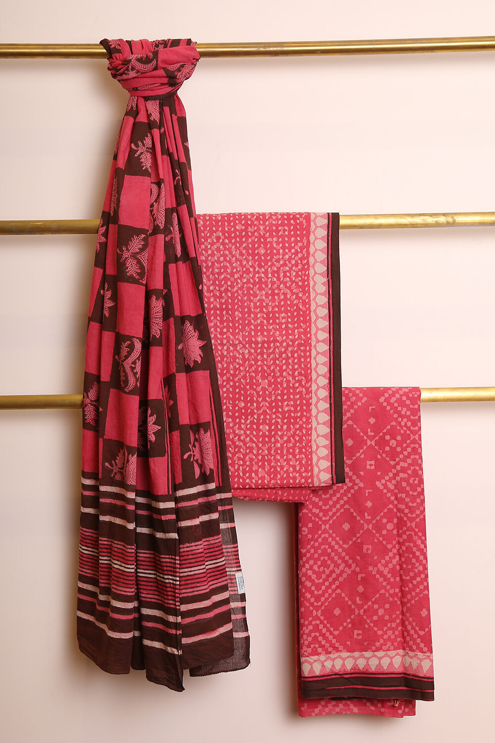 Dusty Pink Printed Pure Cotton Suit Set image number null