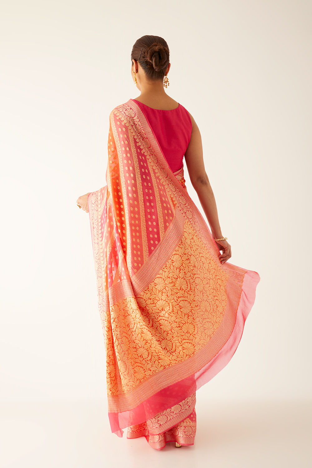 Pink Pure Georgette Banarasi Brocade Saree image number null