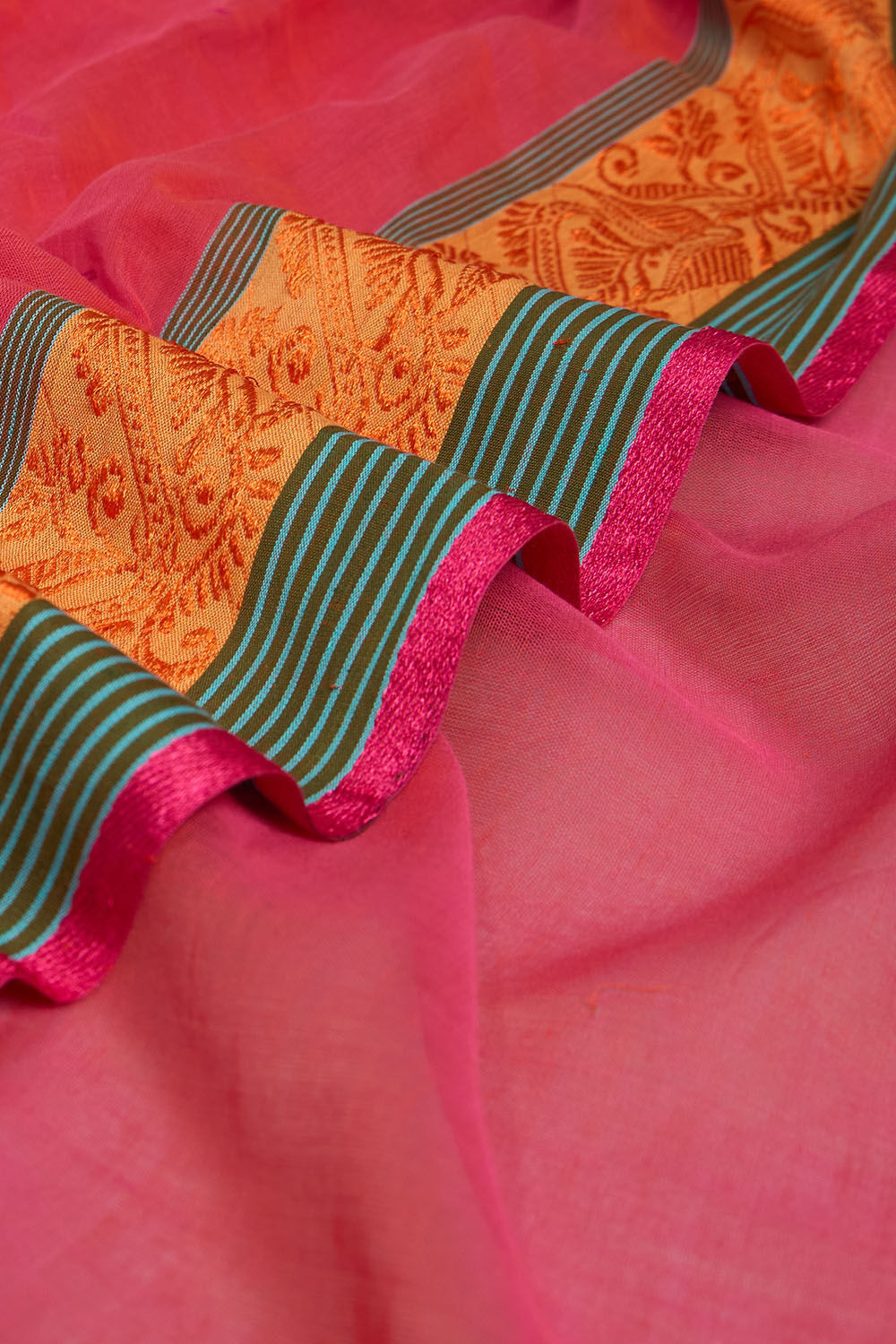 Pink Bengal Pure Cotton Jamdani Saree image number null
