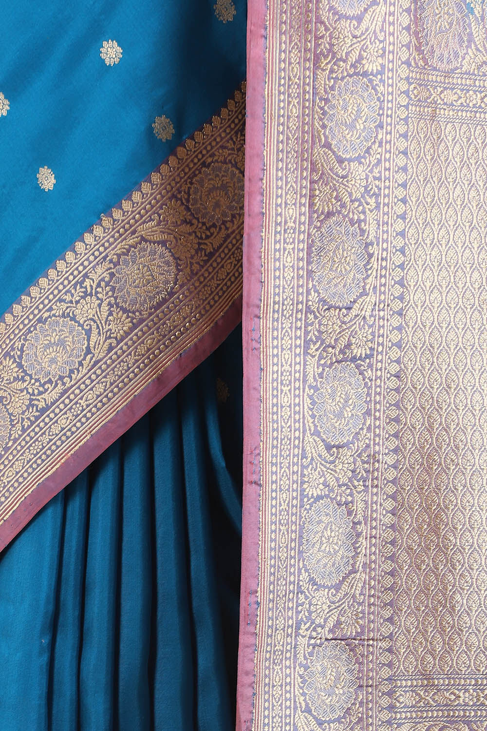 Dark Blue Pure Silk Banarasi Saree image number null