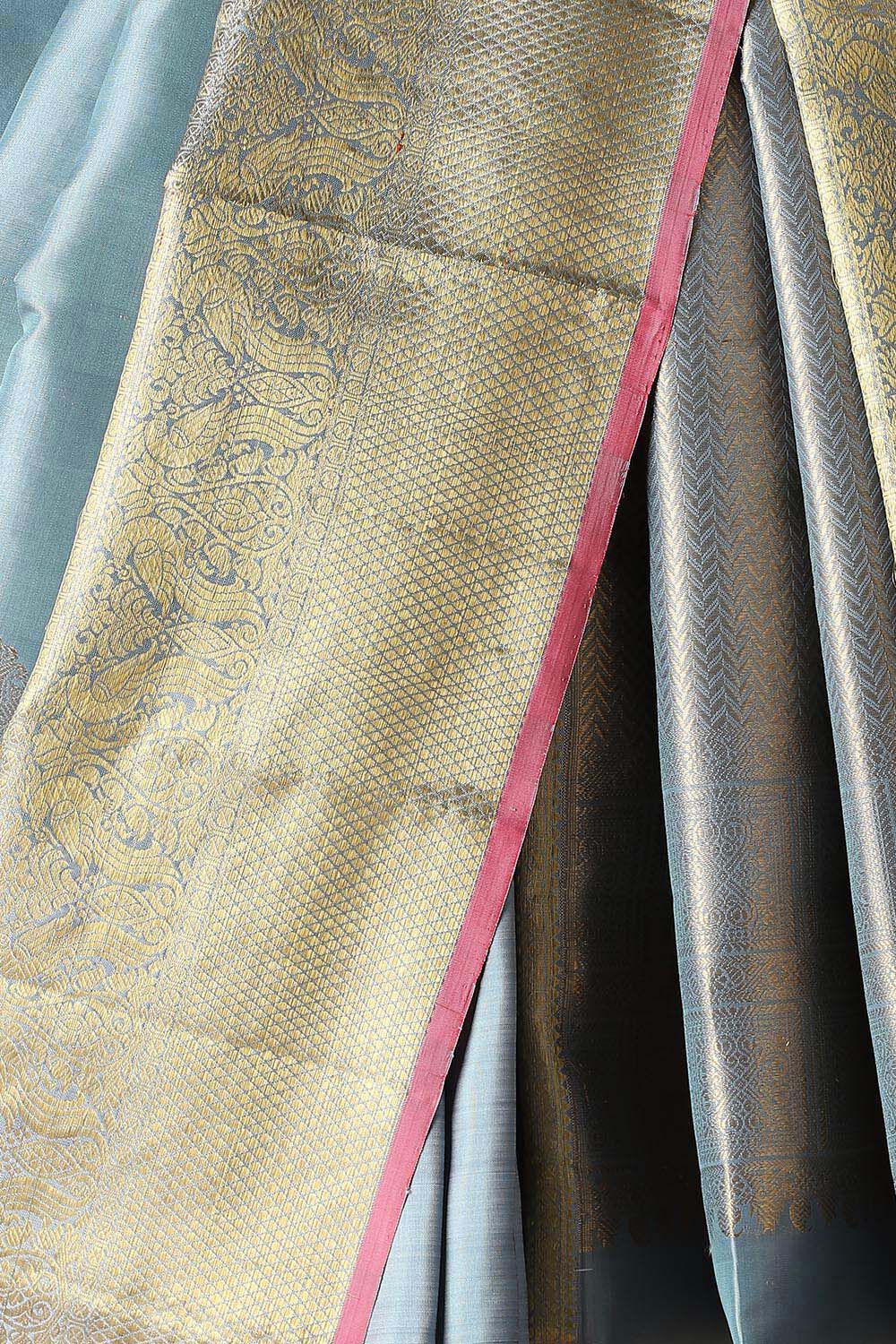 Light Blue Pure Silk Kanjivaram Saree image number null