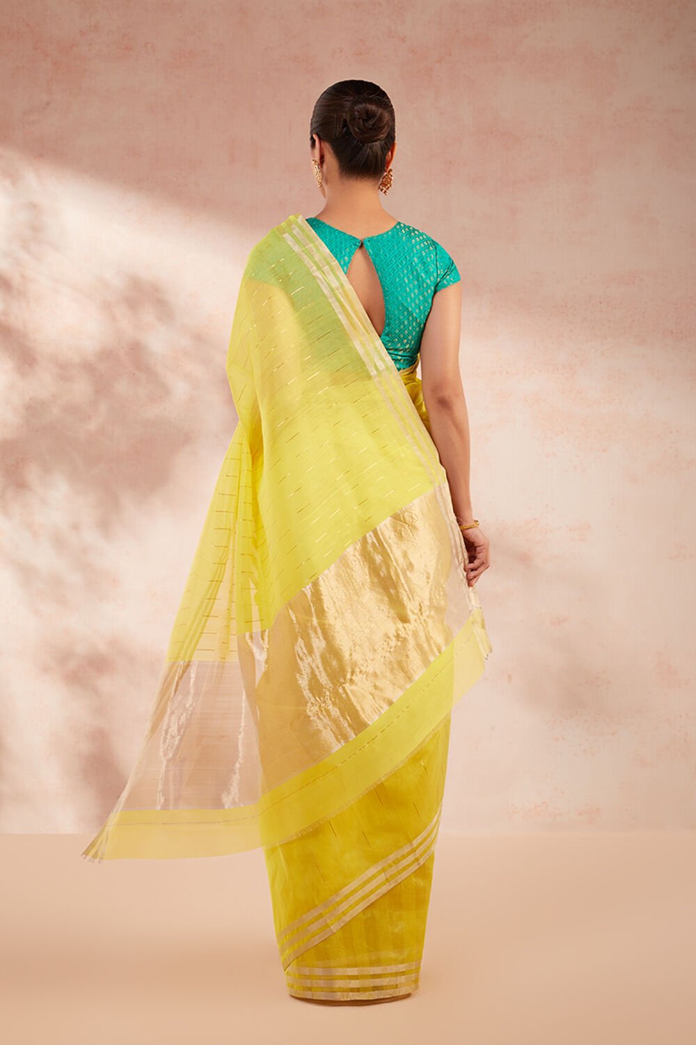 Yellow Woven Pure Silk Cotton Chanderi Saree image number null