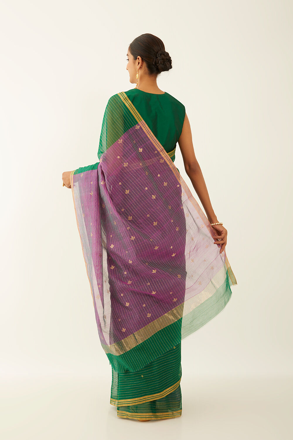 Green Pure Silk Cotton Chanderi Saree image number null