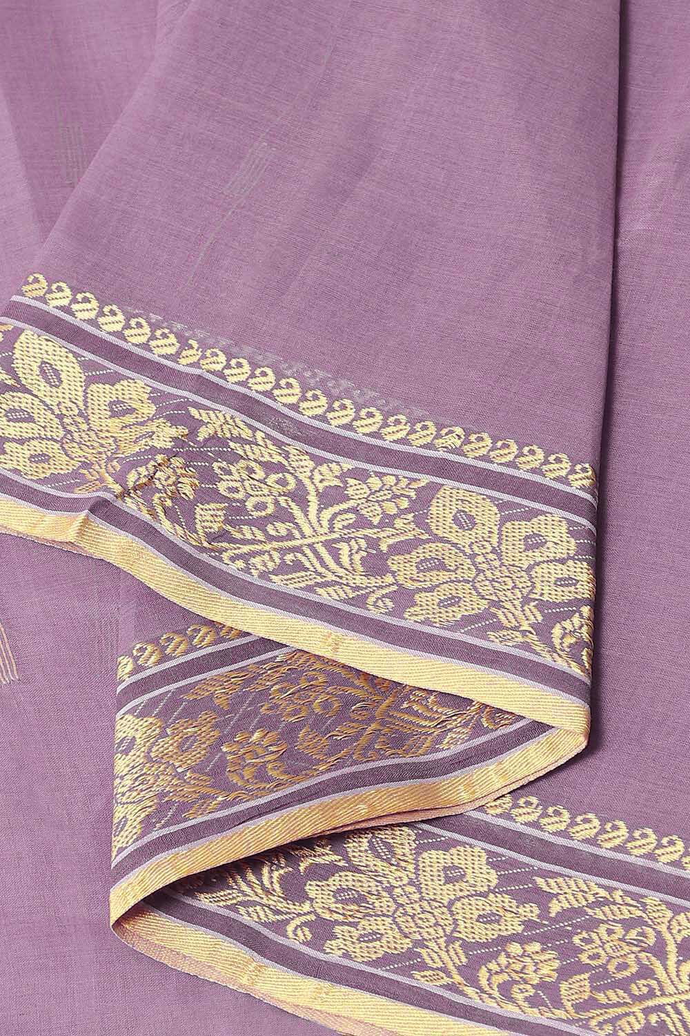 Violet Pure Cotton Bengal Saree image number null