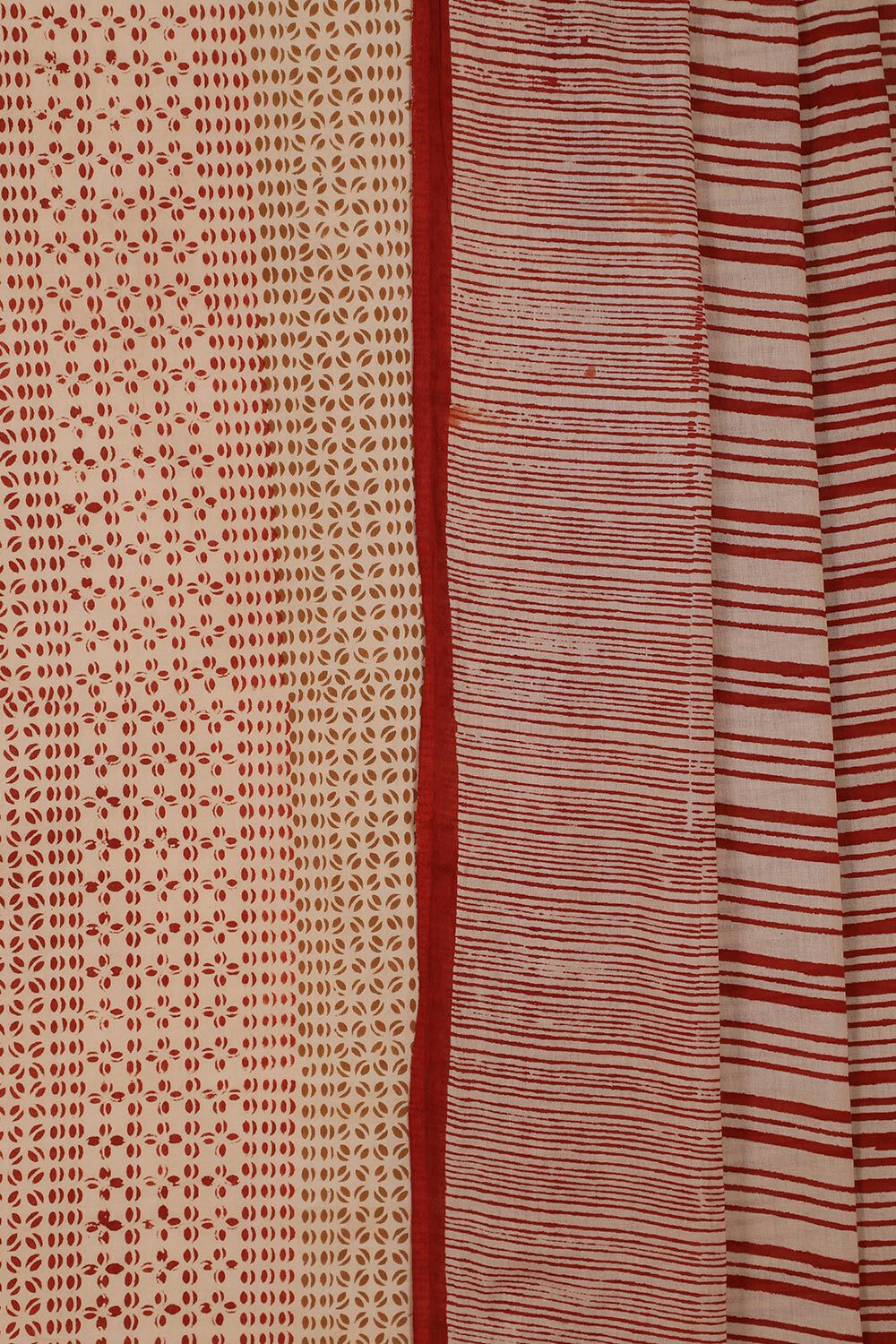 Beige Bagru Block Printed Pure Cotton Unstitched Suit Set image number null
