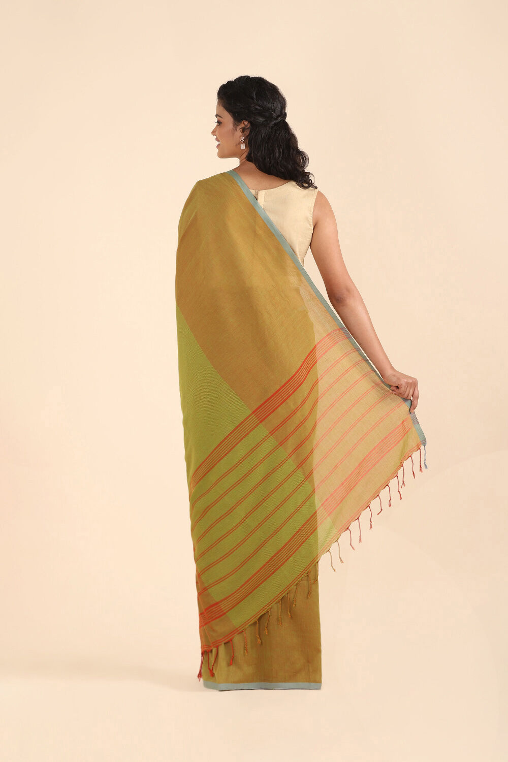 Green Pure Cotton Bengal Saree image number null