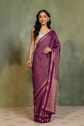 Purple Woven Pure Viscose Saree thumbnail image number null