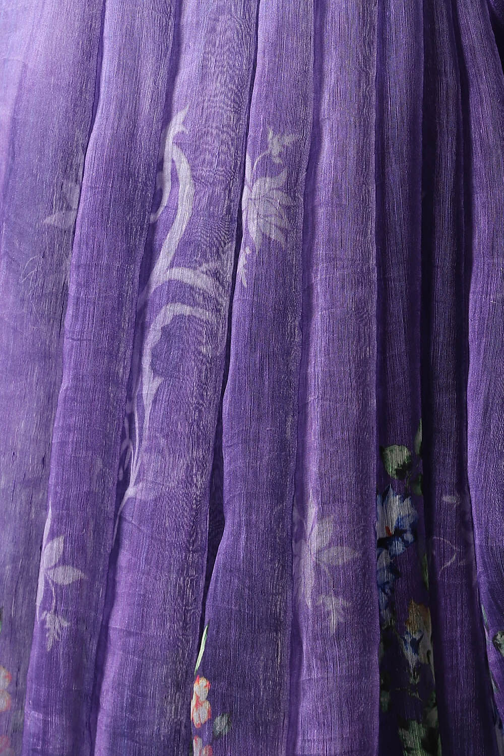 Purple Pure Silk Linen Digital Printed Saree image number null