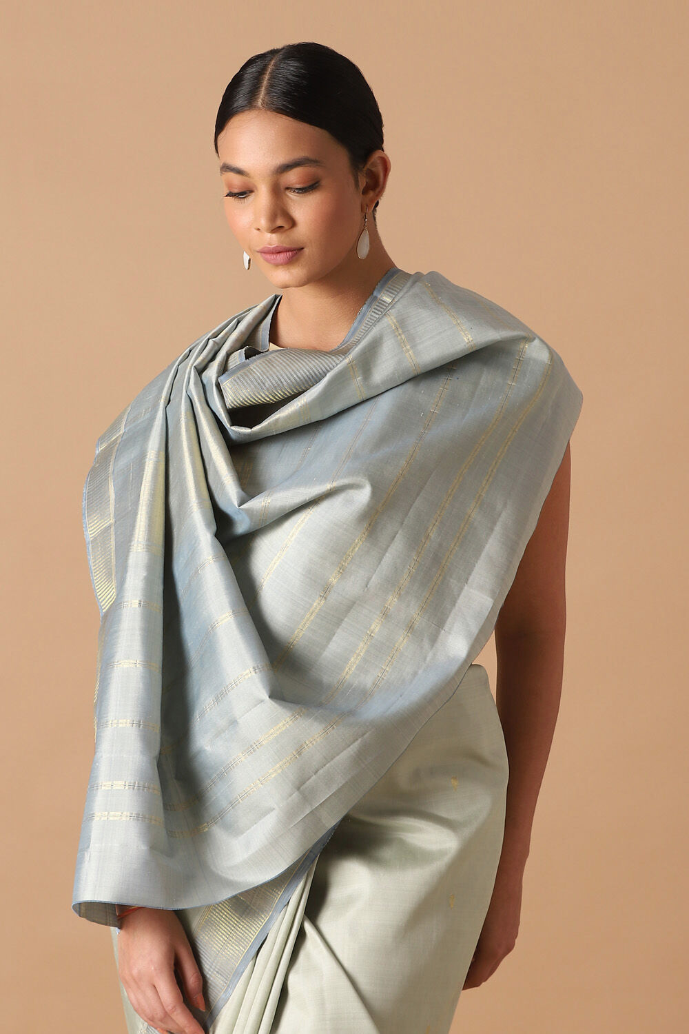 Grey Pure Silk Kanjivaram Saree image number null