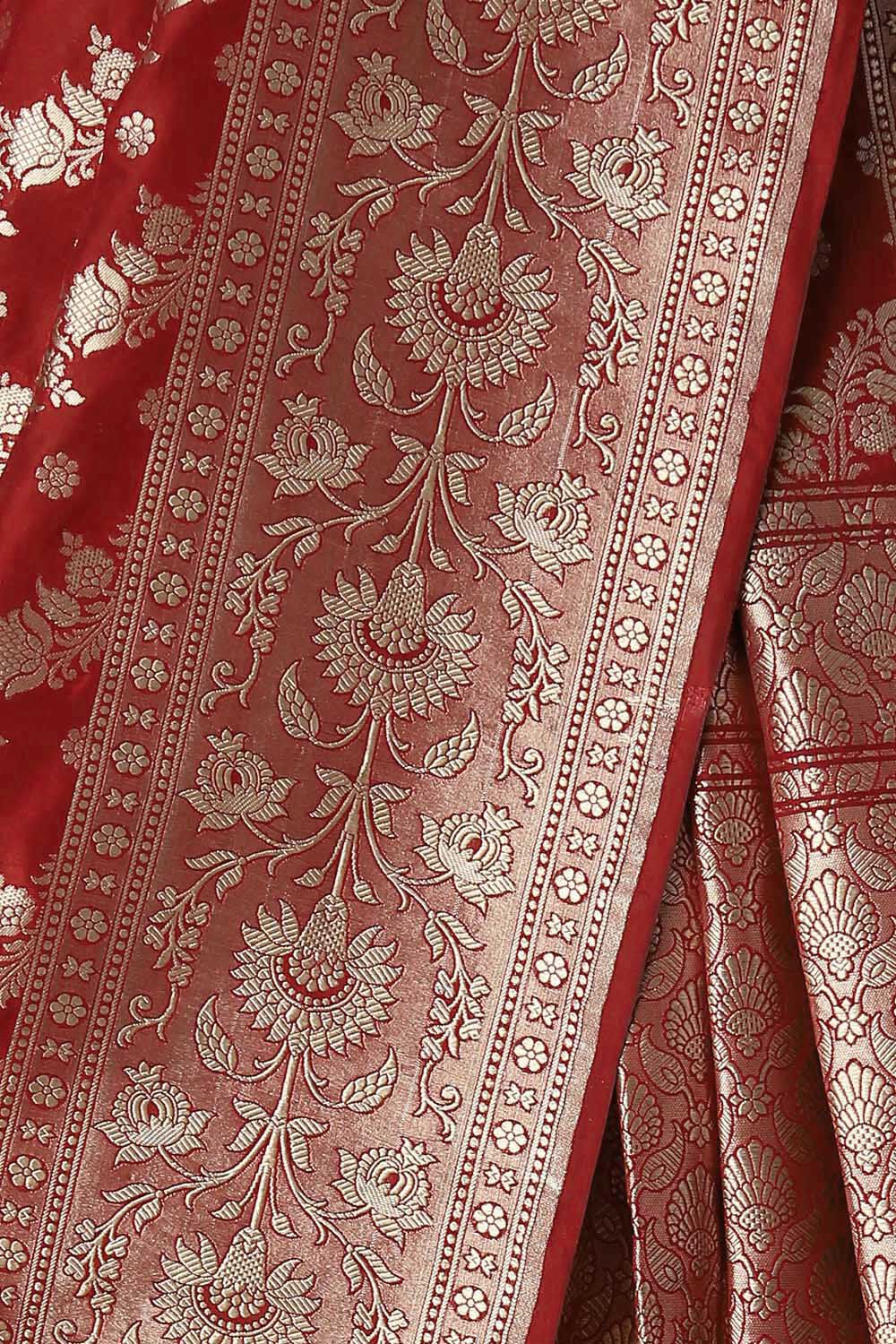 Red Pure Silk Banarasi Saree image number null