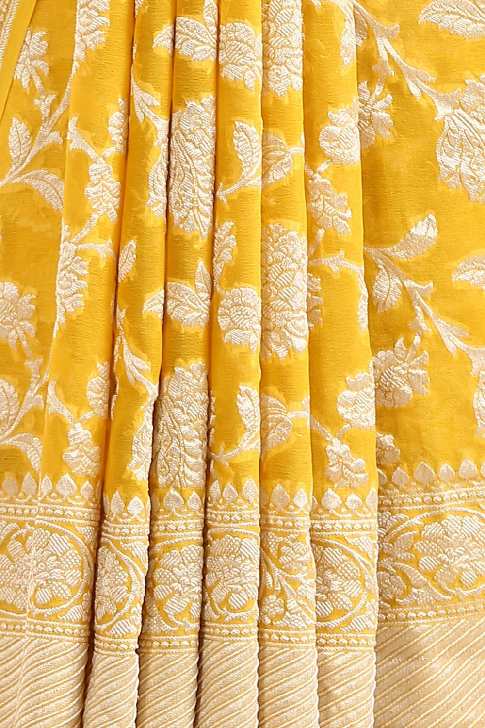 Yellow Pure Georgette Banarasi Saree image number null
