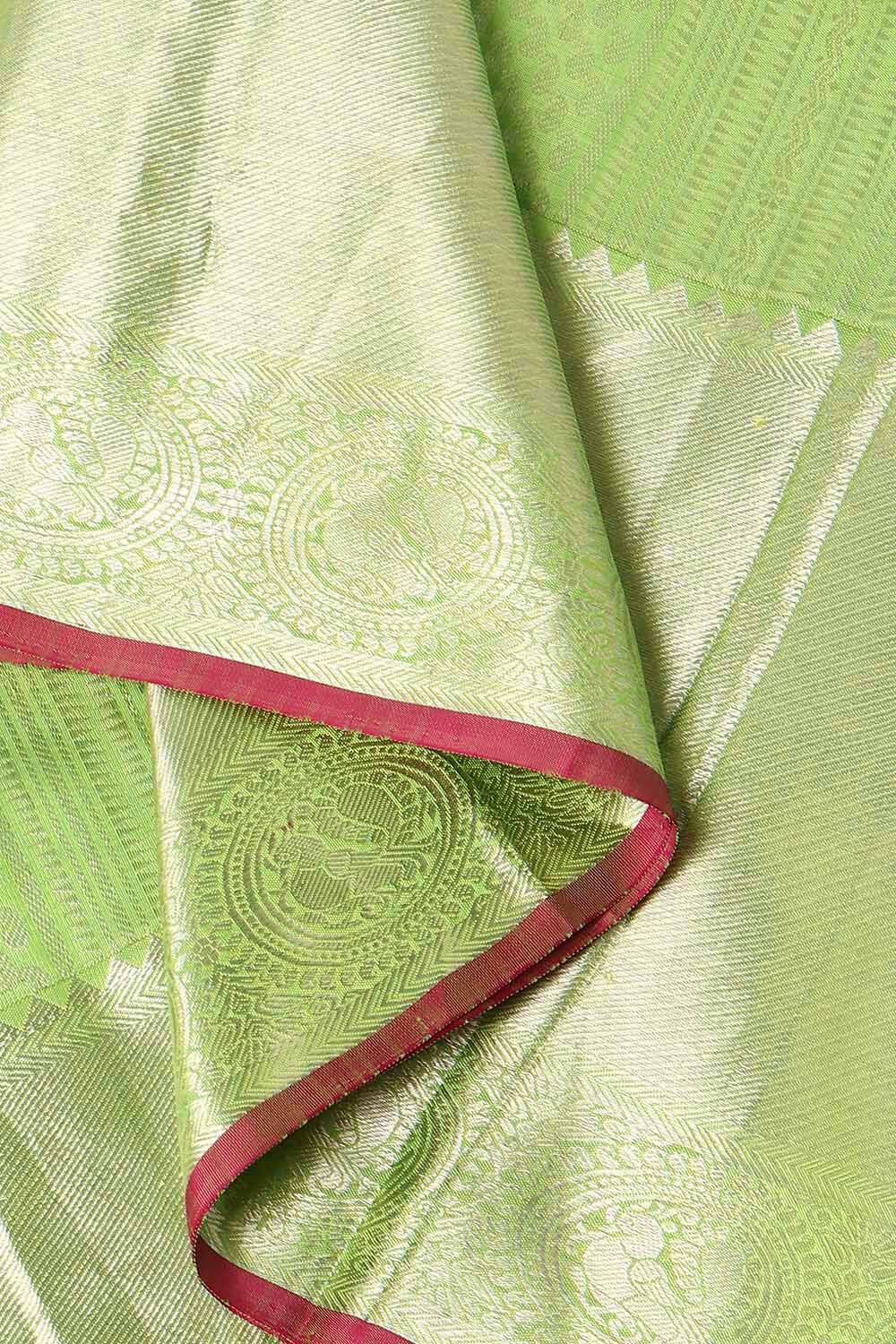 Light Green Pure Silk Kanjivaram Saree image number null