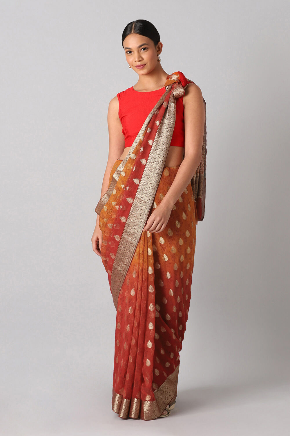 Orange Viscose Georgette Banarasi Saree image number null
