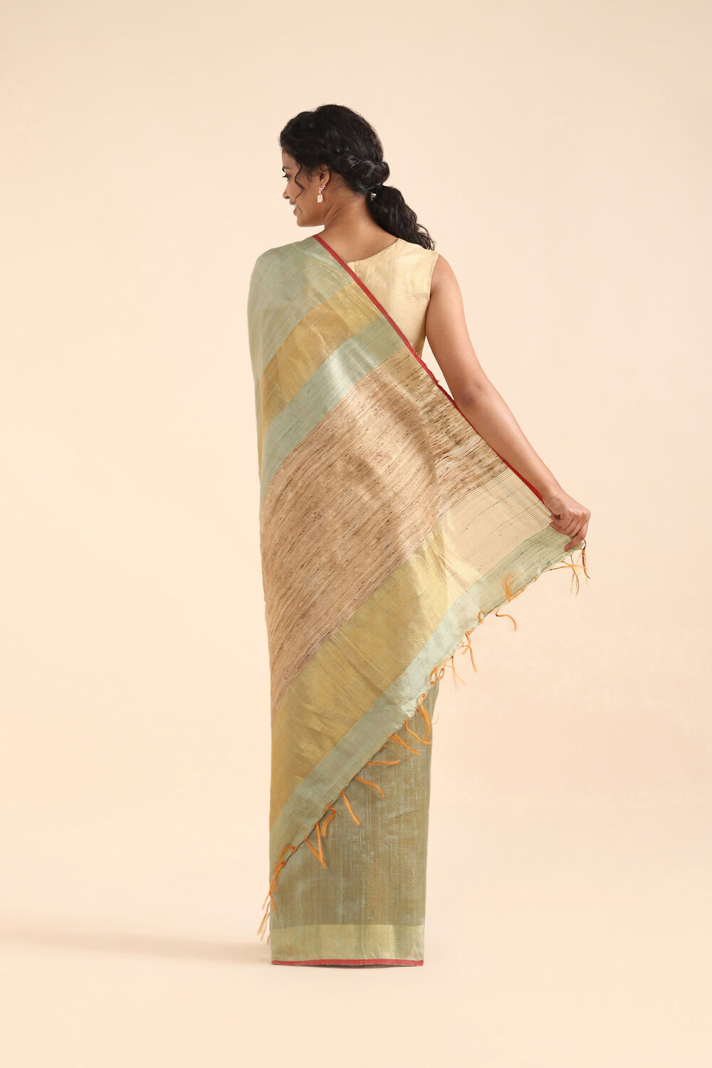 Light Green Pure Tussar Silk Bhagalpuri Saree image number null