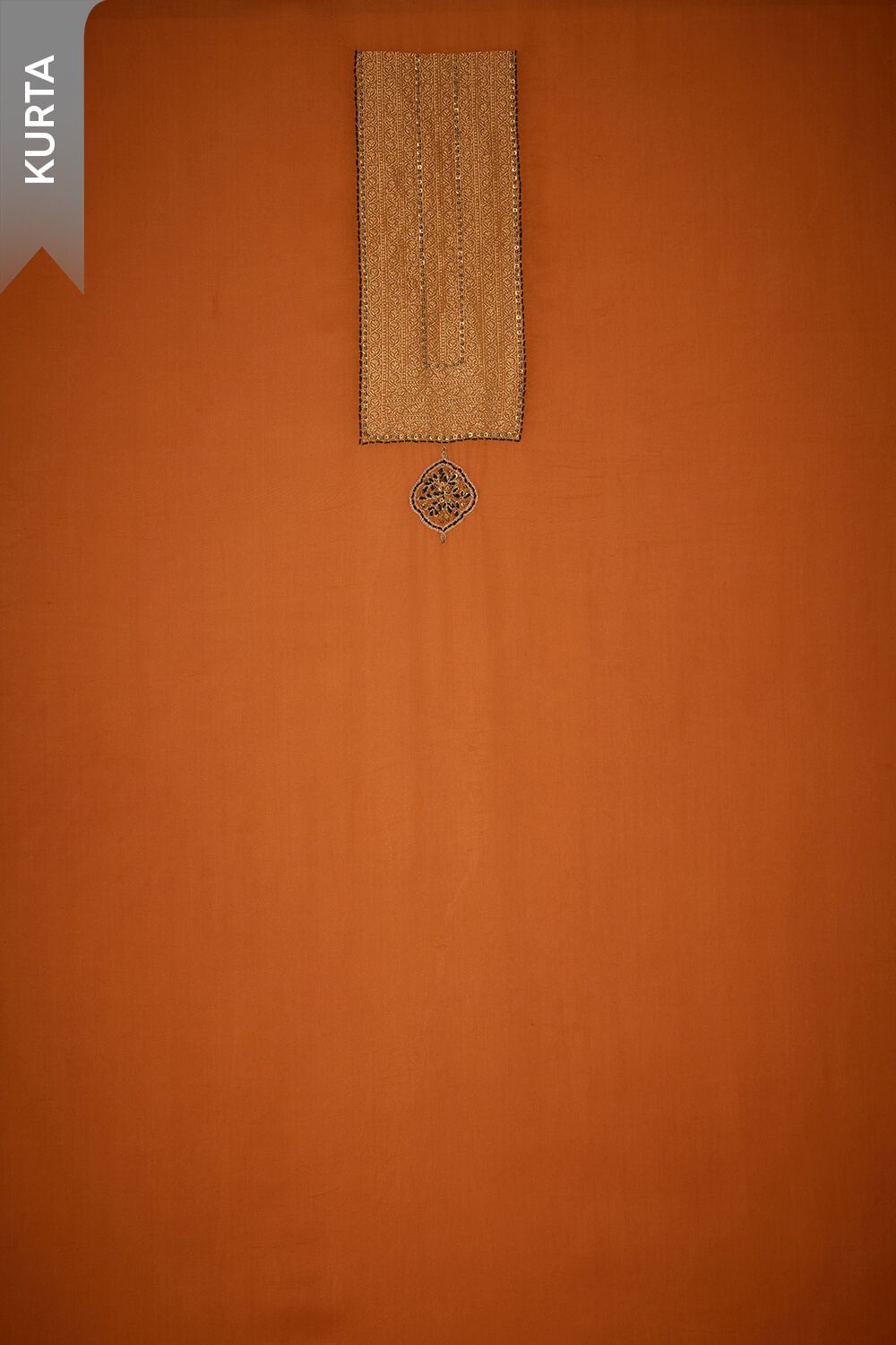 Dark Orange Embroidered Viscose Unstitched Suit Set image number null