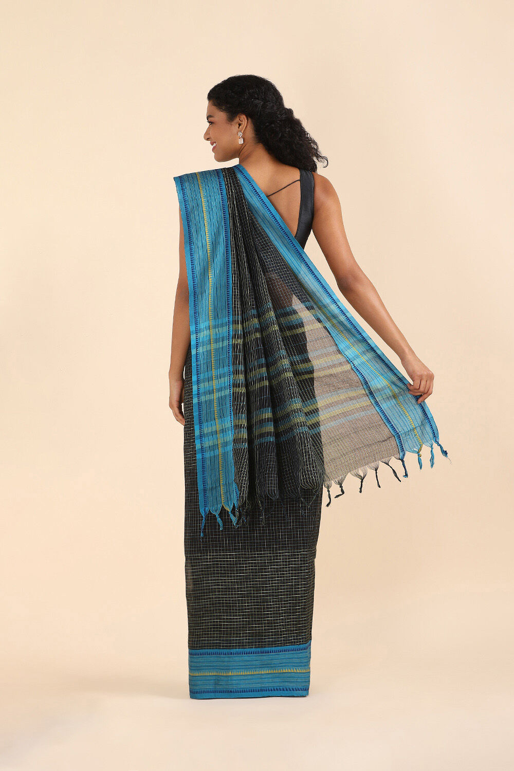 Black Pure Cotton Naranyanpet Saree image number null
