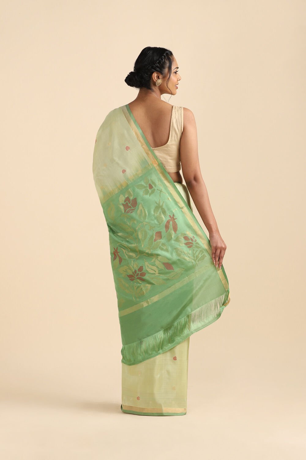 Light Green Pure Silk Uppada Jamdani Saree image number null