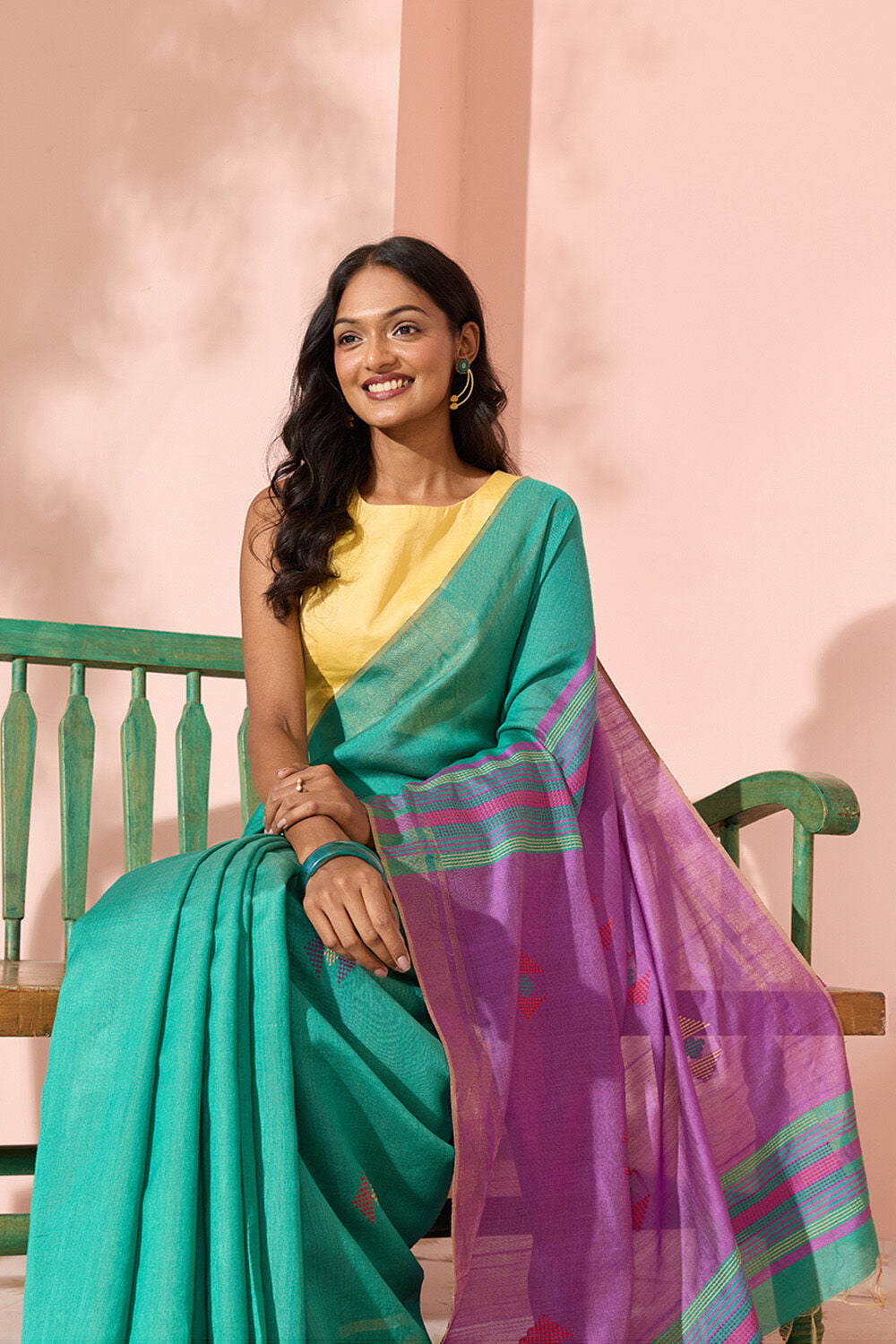 Dark Green Woven Silk Viscose Bhagalpur Saree image number null
