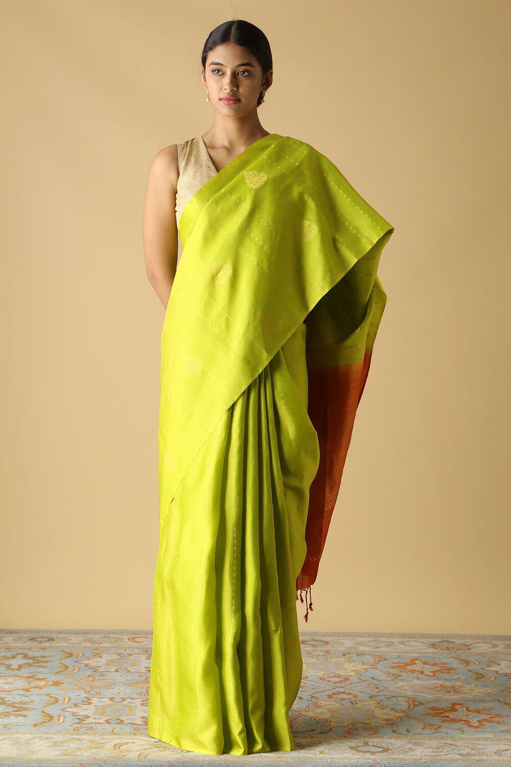 Light Green Pure Silk South Saree image number null