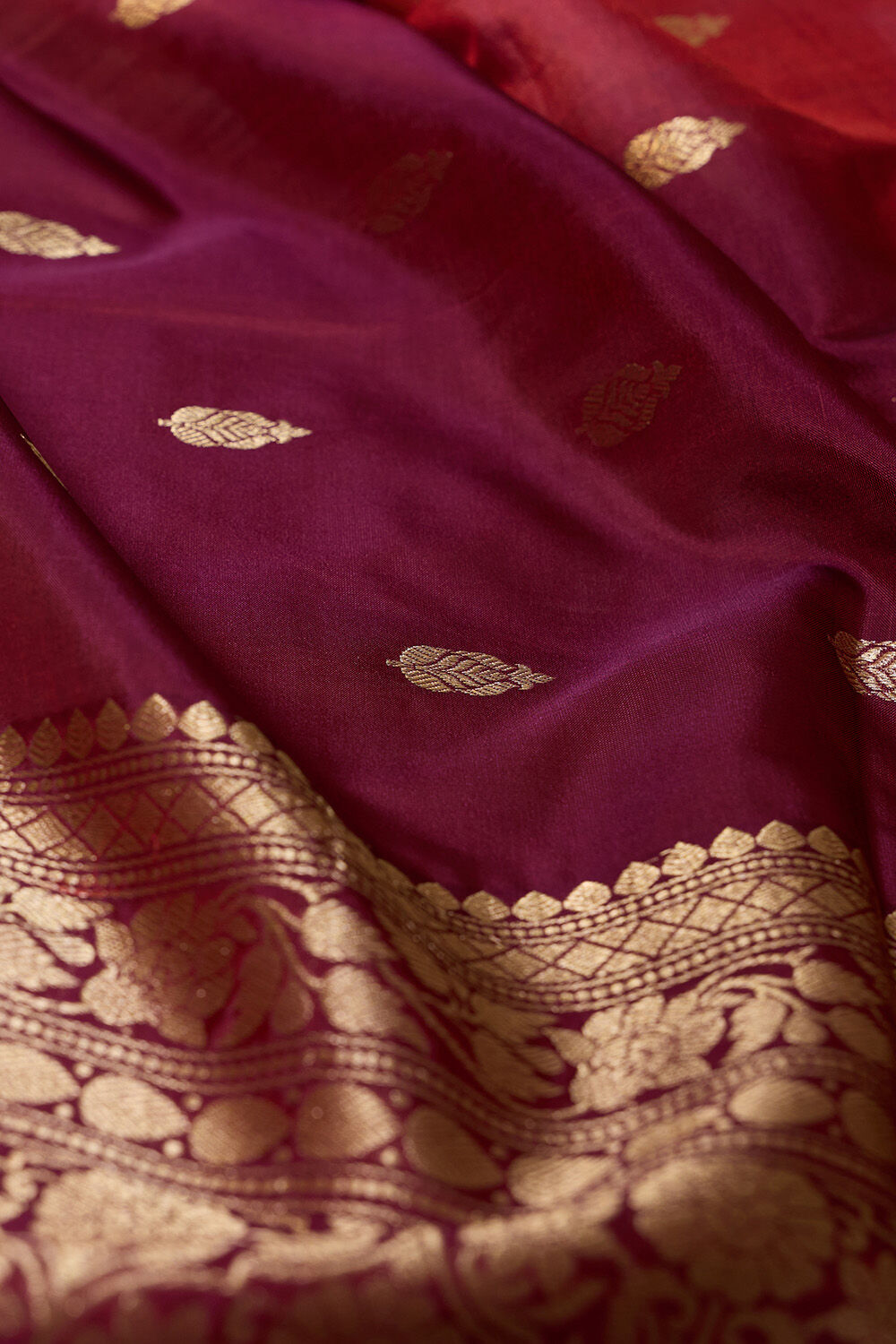 Purple Silk Viscose Cutwork Banaras  Saree image number null