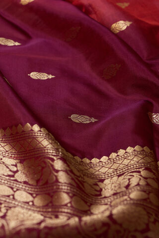 Purple Silk Viscose Cutwork Banaras  Saree thumbnail image number null