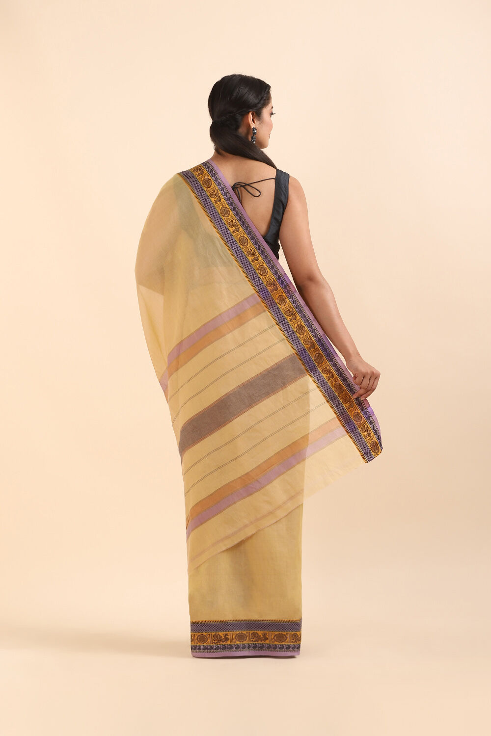 Light Yellow Pure Cotton South Saree image number null