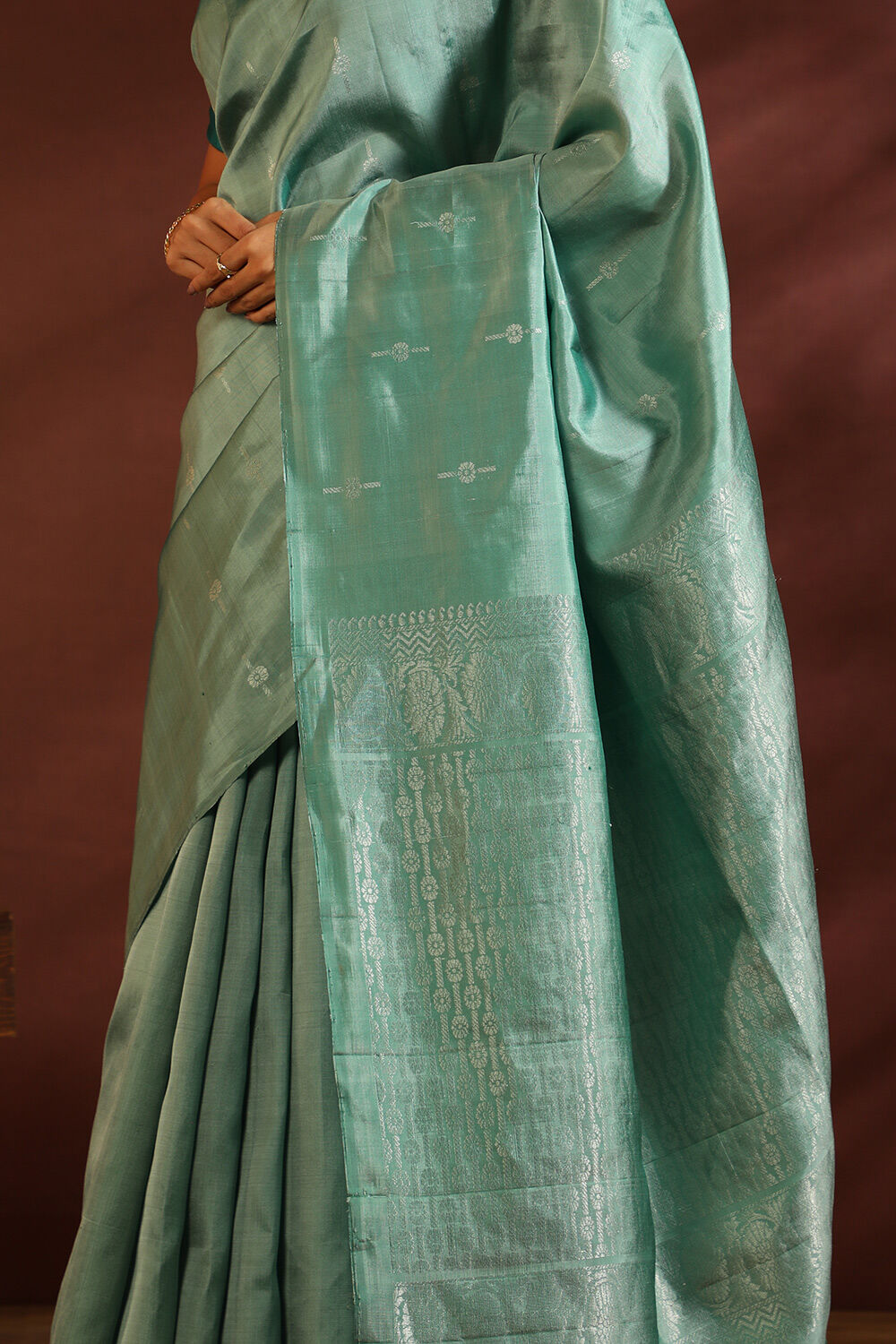 Green South Pure Silk Woven Saree image number null