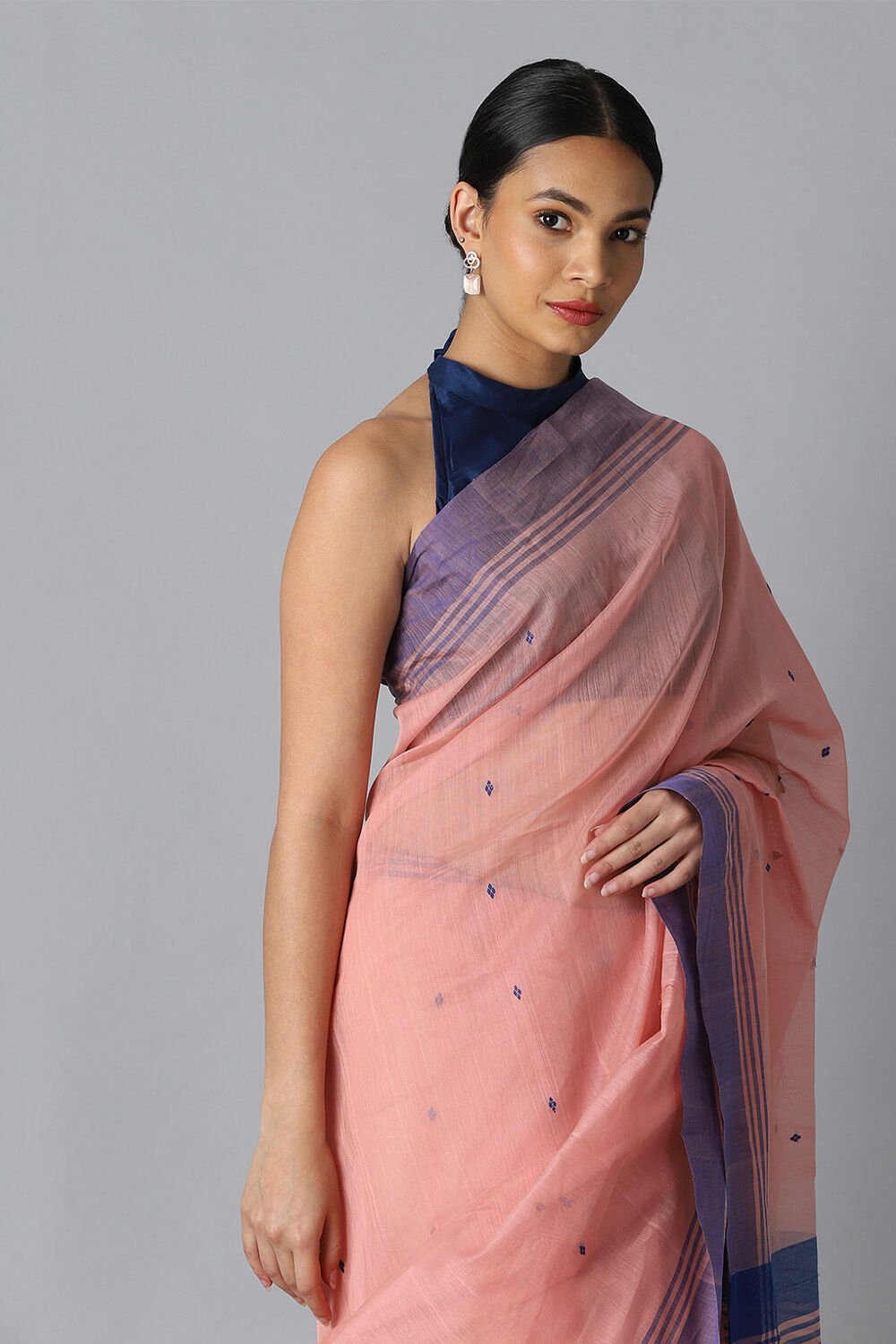 Light Orange Pure Silk Cotton Chanderi Saree image number null