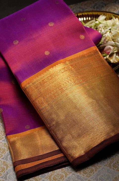 Purple Pure Silk Woven Kanjivaram Saree