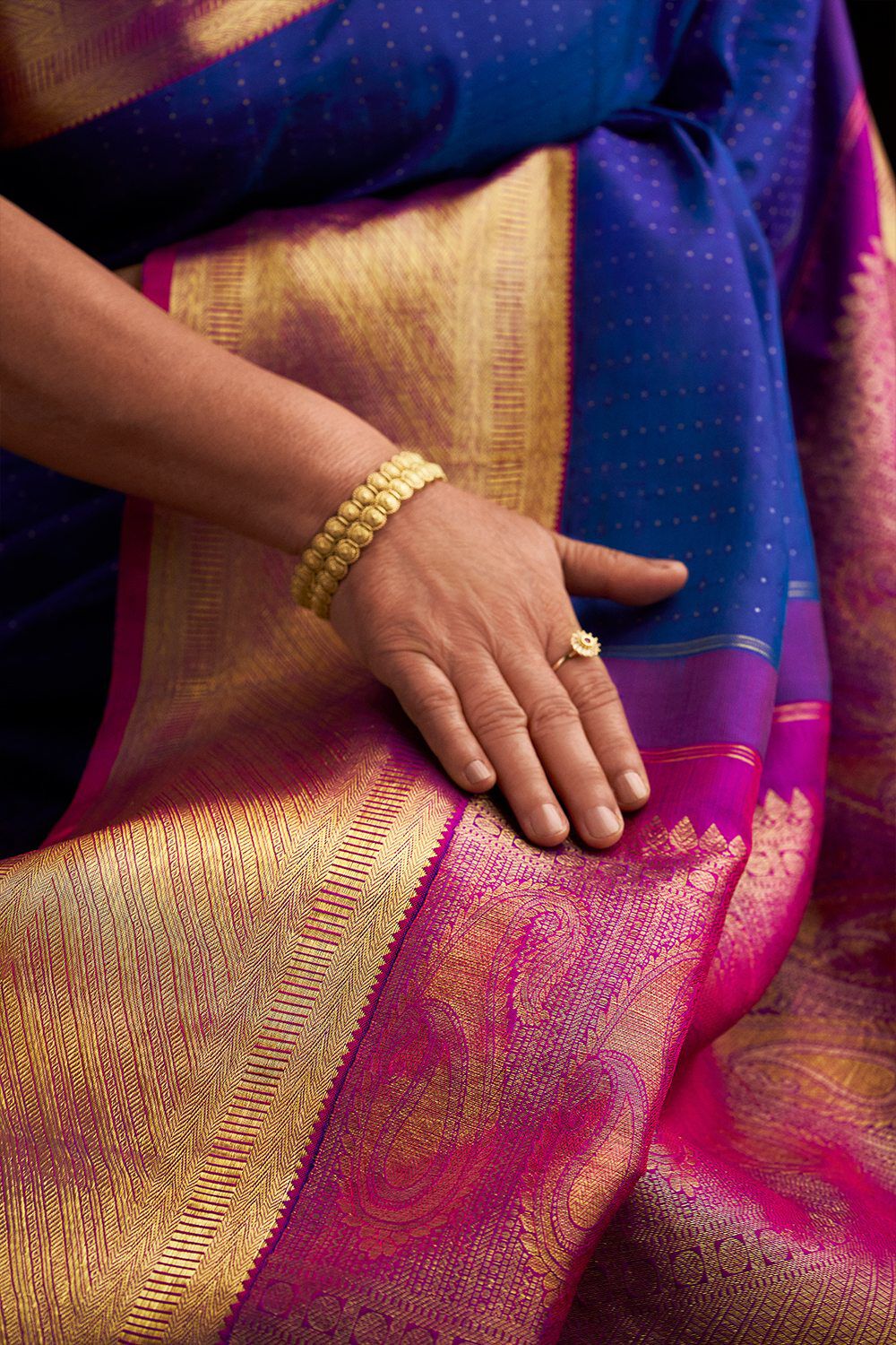 Blue Kanjeevaram Pure Silk Saree image number null