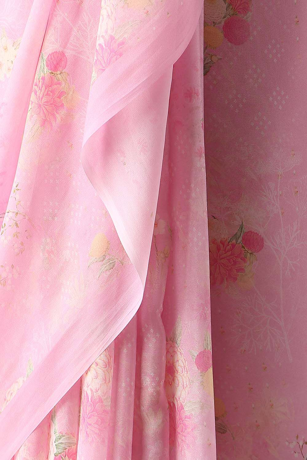 Light Pink Viscose Crepe Digital Printed Saree image number null
