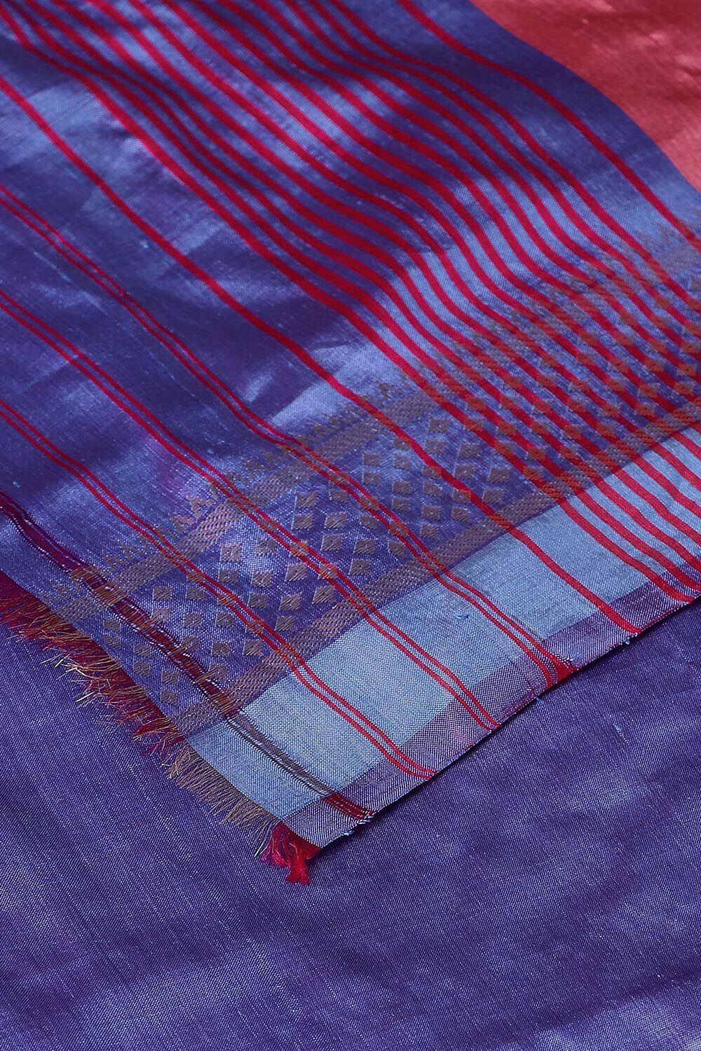 Blue Pure Silk Woven Saree image number null