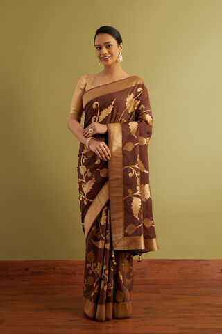 Brown Woven Viscose Luxe Saree image number