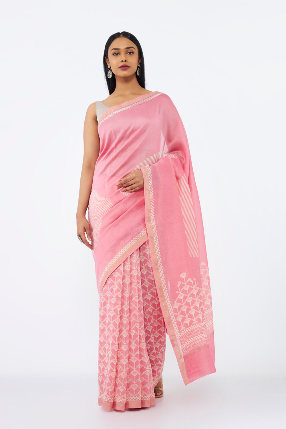 Pink Pure Silk Cotton Printed Saree image number null