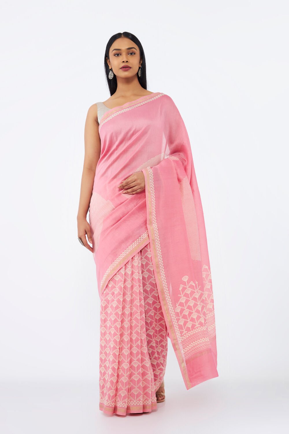 Pink Pure Silk Cotton Printed Saree image number null