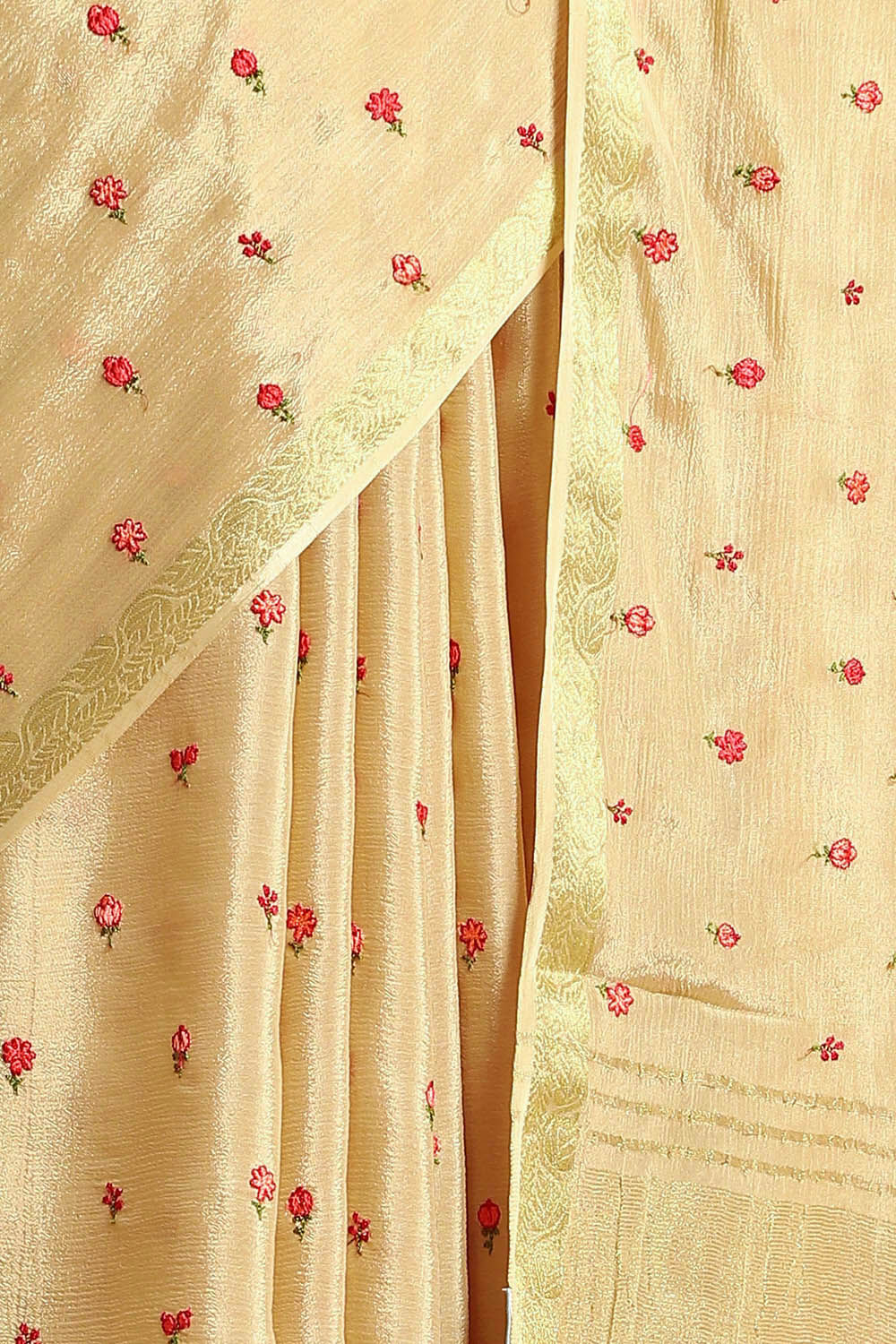 Beige Pure Viscose Embroidered Saree image number null